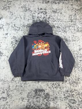 Vintage World Industries Hoodie Youth L Black Flameboy Wet Willy Skateboards